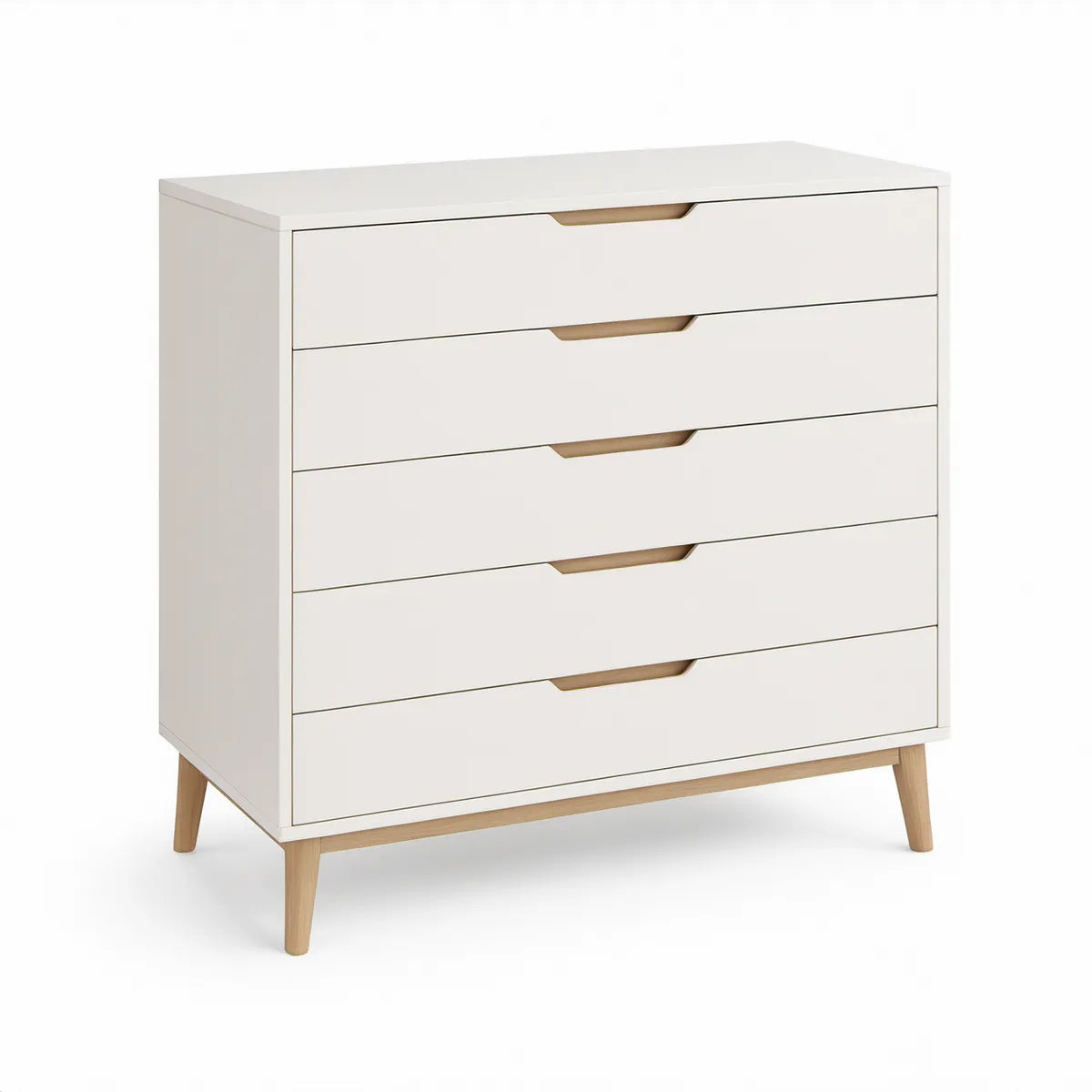 5-Drawer MDF Chest of Drawers, White/Natural, 31.5 x 15.7 x 35.4 in