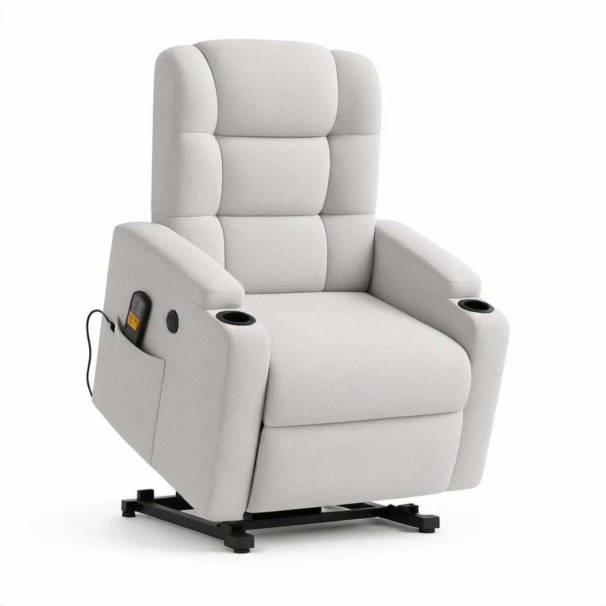 Ivory Power Lift Recliner with Cup Holders, 35.4 x 37.8 x 41.7 in