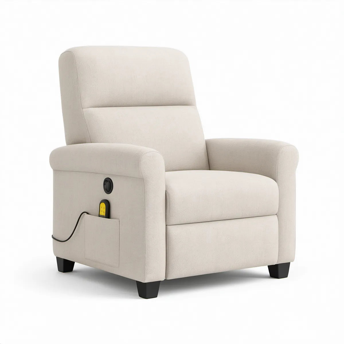 Beige Power Recliner with Wired Remote, 34 x 37 x 41 in