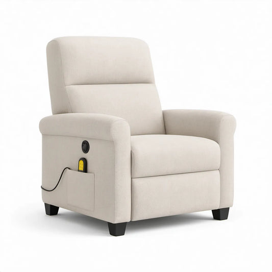 Beige Power Recliner with Wired Remote, 34 x 37 x 41 in