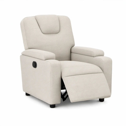 Beige Manual Recliner Armchair with Footrest, 35 x 39 x 40 in, Polyester Upholstery