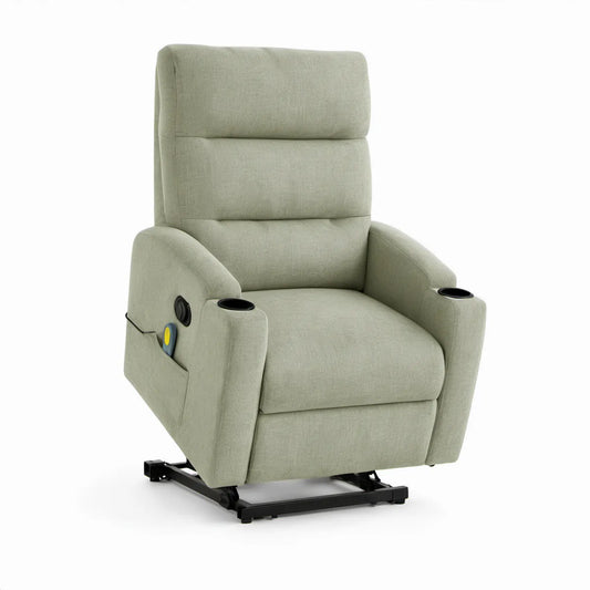 Light Green Power Lift Recliner with Dual Cup Holders, 34.6 x 37.4 x 42.5 in